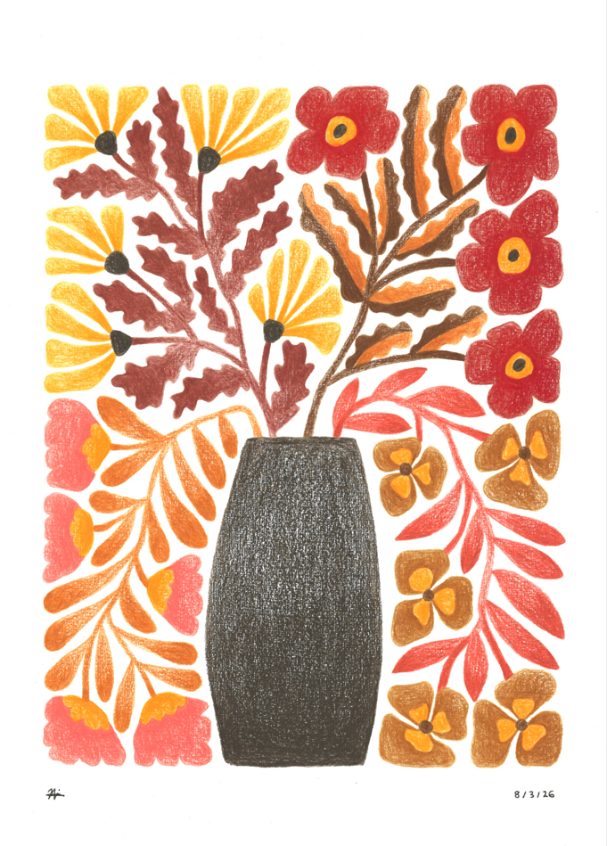 "Autumn Bliss", pencil on paper, 29.7cm by 42cm, 8/3/26